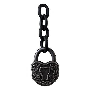 Isolate and keep only the realistic goth earring with black chain and padlock, remove the background entirely. sticker