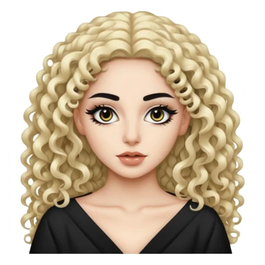 Pale Saudi beauty, pretty baddie, black eyeliner, curly long hair sticker