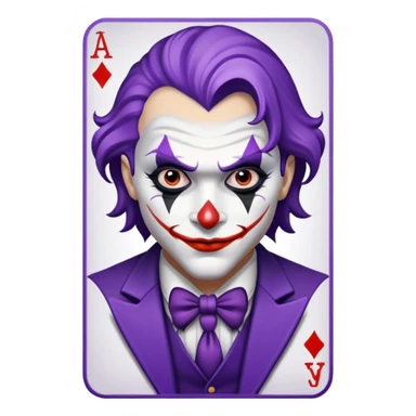 Glitter Purple and White Joker Gangster Card sticker