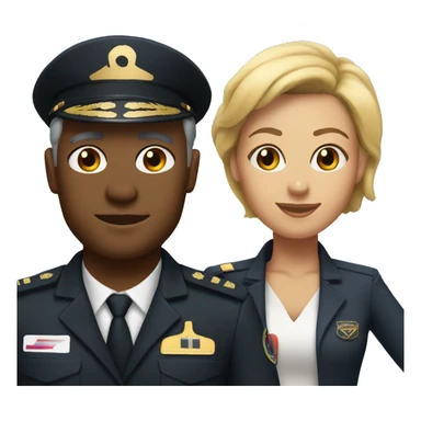 Black airline pilot and woman with blonde bob sticker