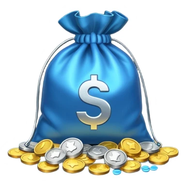 bag of blue coins sticker
