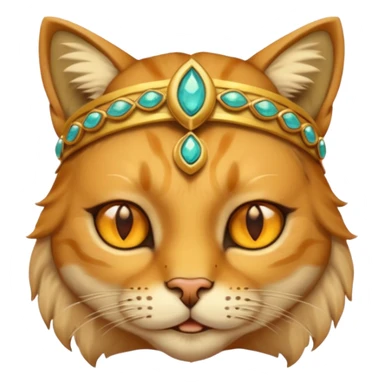 ancient cat with gold jewerly on head, half body sticker