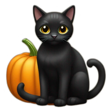 Black cat sitting on a pumpkin sticker