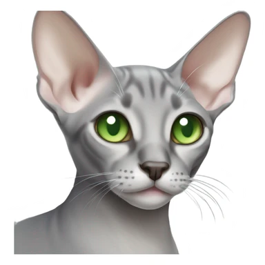 a grey oriental shorthair cat with green eyes sticker