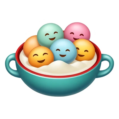 Winter Solstice Tangyuan with colorful appearance for Dongzhi Festival, simplified emoji style with bold outlines and bright colors, cartoon style traditional winter dessert sticker