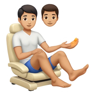 Asian man getting foot rubbed  sticker