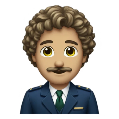 man-young-long-curly-hair-italian-green-eyes-mustache-navy-blue-suit sticker