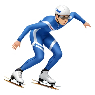 An icon showing a speed skater gliding on a professional oval ice track, captured in mid-motion with aerodynamic posture and sleek skates. The background features snowy mountains, flags, and a clear blue sky. Transparent background reflects the speed and elegance of the sport. sticker