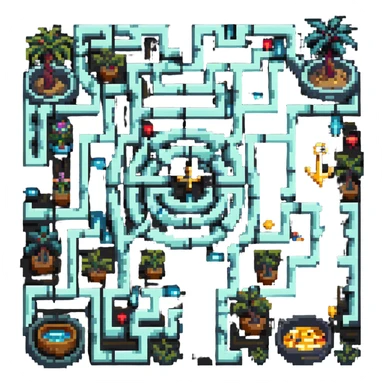 complex maze with treasures sticker