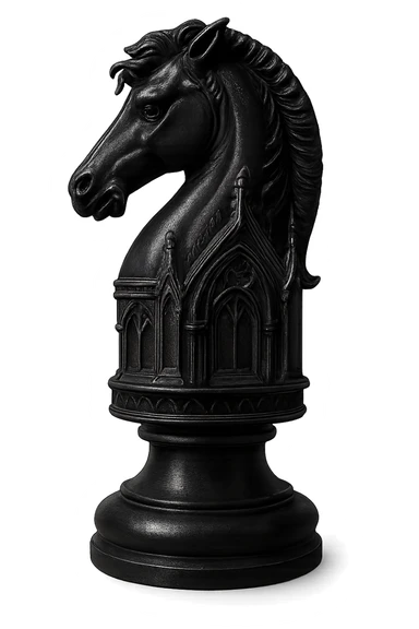 goth black chess knight, no background sticker