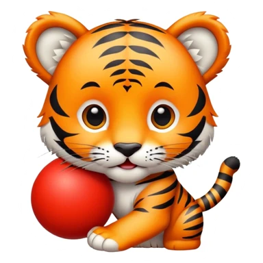 Tiger cub playing with ball sticker