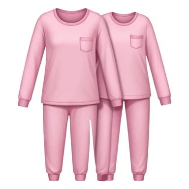  pink ozy two-piece pajama set with a soft fabric texture, long-sleeve top and pants, cute and comfy design, folded or on a hanger, pastel tones, realistic style, isolated on transp sticker