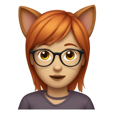 girl with glasses red hair dog faace and cat ears sticker