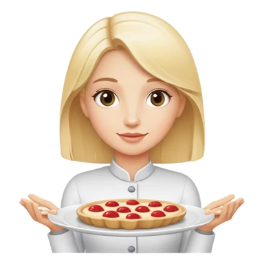 Blonde girl holding serving platter  sticker