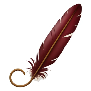 a maroon feather quill and an open SCROLL sticker