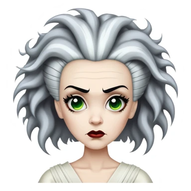 Bride of Frankenstein with tall black and white hair with lightning streaks sticker