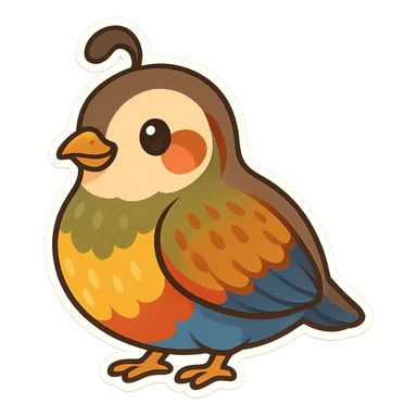 colorful and cheerful cartoon sticker of a Kurdish quail native to Kurdistan, no text, suitable for WhatsApp and Instagram, transparent background sticker