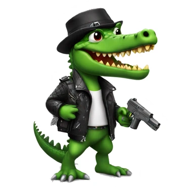 punk Crocodile with a gun  sticker