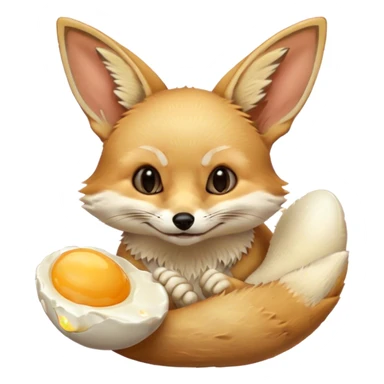 fennec eating an unpeeled raw egg sticker