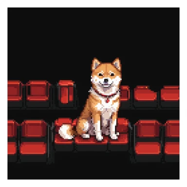 Shiba Inu sitting in a movie theater with red seats in the background, variation 2 sticker