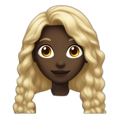 A dark skin girl with long locks smiling sticker
