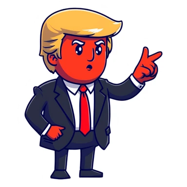 Donald Trump with red tie and pointing finger sticker