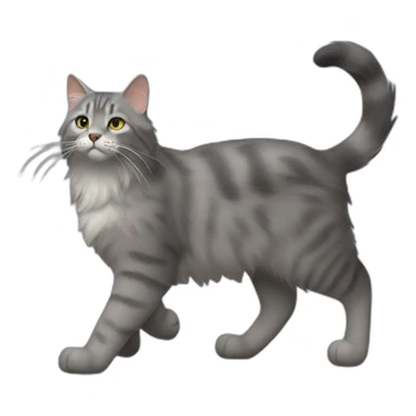 grey norweigian forest cat walking profile sticker