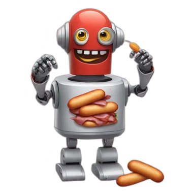 robot eating sausage sticker