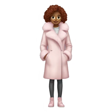 Burgundy haired girl wearing Pale pink full length fur coat sticker