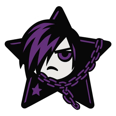 emo star with a chain, black and purple, no background sticker