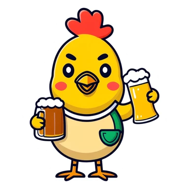 Chicken emoji with beer sticker