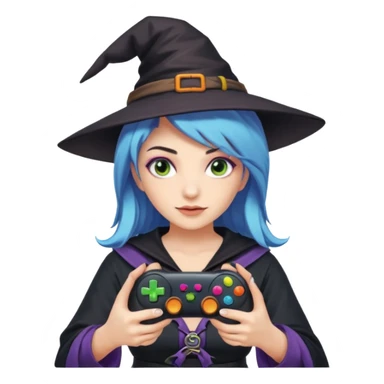 colored hair gamer witch game pad controller sticker