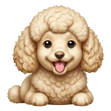 Cinematic Cute Yawning Cream Poodle Portrait Emoji, Head tilted slightly with a dramatic, wide-open yawn, displaying a soft, curly cream Fur with delicate texture, floppy ears slightly drooping, round warm eyes barely open in drowsy contentment, Simplified yet irresistibly adorable features, highly detailed, glowing with a soft, cozy glow, high shine, relaxed yet expressive, stylized with a touch of whimsy, bright and endearing, soft glowing outline, capturing the essence of a sleepy yet affectionate companion, so drowsy it feels like it could stretch right out of the screen and curl up for a nap! sticker