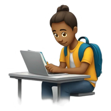 Student studying sticker