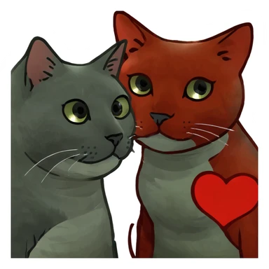 Two cats a grey and a red  in love sticker