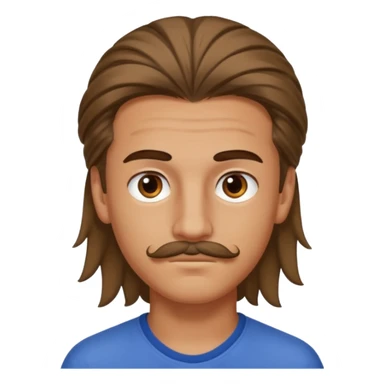 homme cheveux long attaché sans cheuveux dépanssant  16 ans, un peu bronzé petite moustache très fine sticker