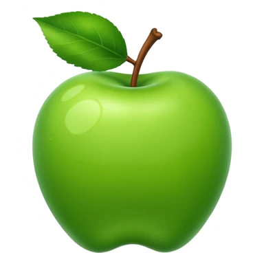 Green apple with leaf sticker