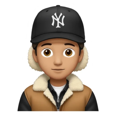 Cappellino New Era New York nero e persona con giubbotto di pecora sticker