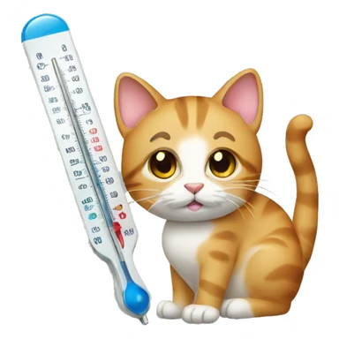 cat holding thermometer  sticker