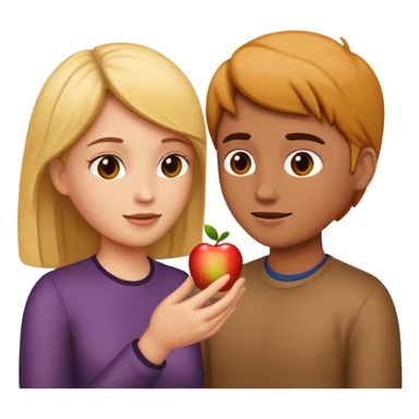 two people facing each other, chatting, close up, apple emoji style sticker