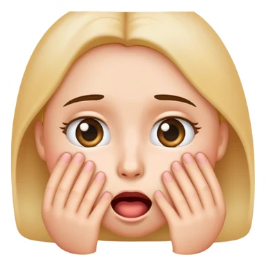 emoji style face combining hand over mouth and flushed face, surprised shy expression with blushing wide eyes sticker