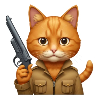  Cat wearing a gun sticker