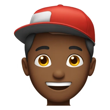 smiling boy with red hat sticker