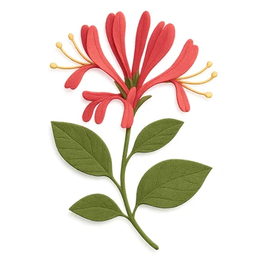 honeysuckle plant with flowers and leaves, delicate paper layers, realistic textures, vibrant colors sticker