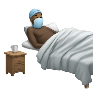 A man have mask and sleeping on bed sticker