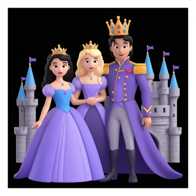 prince and princess disny dress close up photo in castle sticker