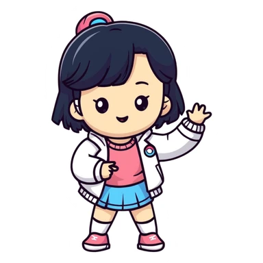 Korean girl with K-pop style sticker