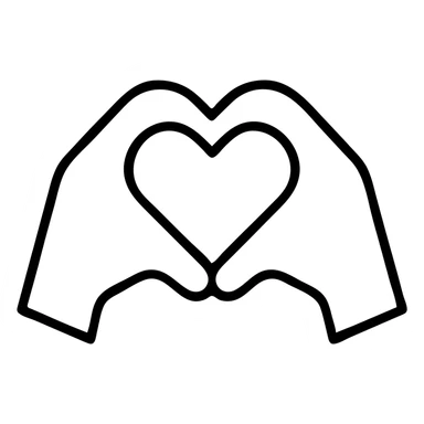 hands forming a heart representing the concept of love, line art style sticker