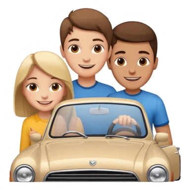 car and girl and boy sticker
