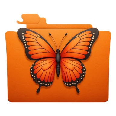 orange file folder with red butterfly on the cover sticker